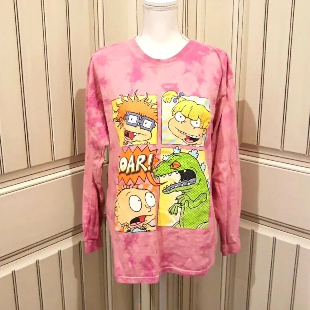 Nickelodeon Rugrats Tie Dye Pink Size Large Chuckie Angelica Tommy and Reptar